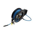 Retractable air hose reel supplied with swivel wall mounting bracket. Fitted with 8mm bore light weight B-55 hose in 15mtr length 