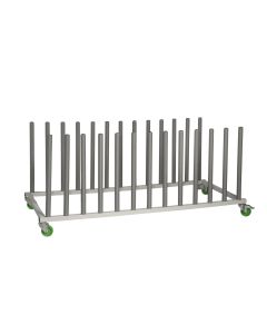 Mobile vehicle panel storage rack for 12  panels.  2000mm x 780mm