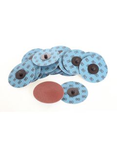 50mm Abrasive Disc With Roll On Adaptor, P80 Grit, 100 Discs 