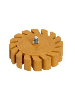 Fluted rubbber eraser wheel with 5/16 thread. Comes with 6mm arbor