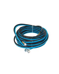 Air & fluid hose. Max pressure rated 250BAR. 15mtrs with 1/4bsp air coupling thread & 1/4nps fluid coupling 