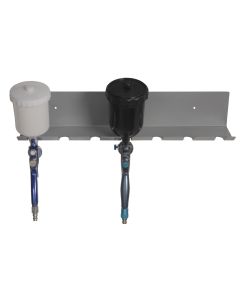 Wall mounted gravity feed spray gun holder for 7 spray guns 