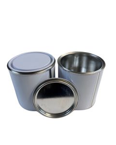 5LTR PLAIN WHITE STEEL LEVER LID PAINT TIN & LID